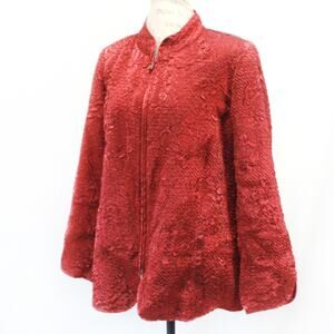Bern And Mort Vintage Red Women's Jacket Full Zip Pocket Floral Lining 2XL/20W